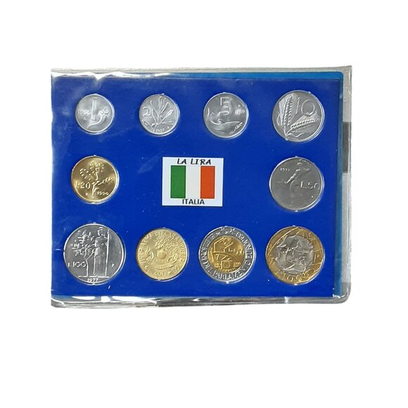 Repubblica Italiana Other - Italian Lira Coin Collection Set In Display Case With Historical Coins 1950s-199
